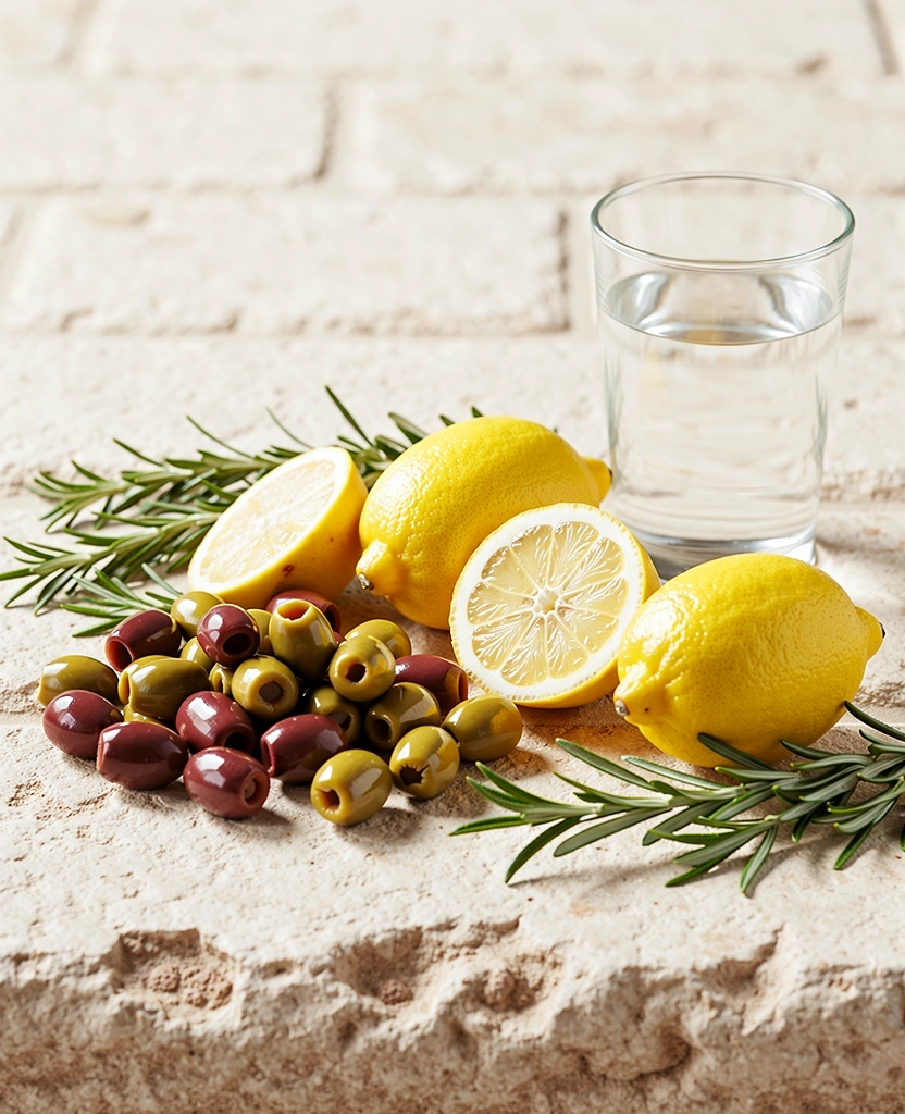 Ingredientes frescos mediterráneos